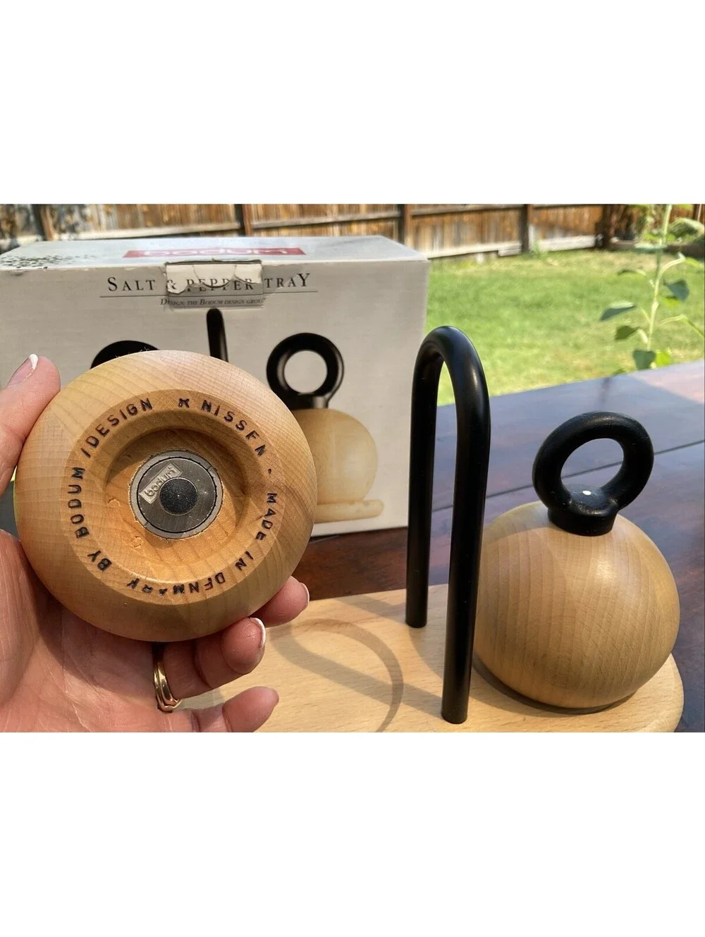 VTG BODUM Nissen Salt & Pepper Wooden Mill/Grinder Set Beach Wood Denmark NEW